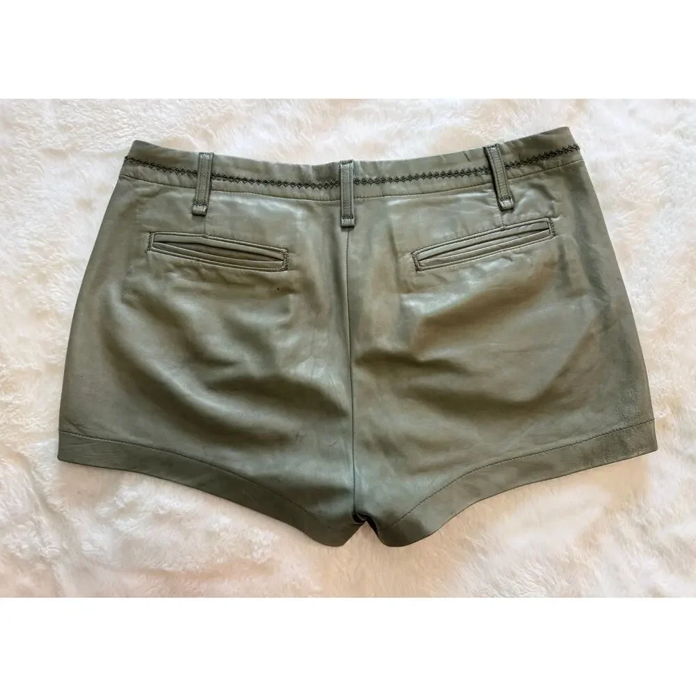 Rag & Bone Olive Green Lambs Leather Shorts - Picture 5 of 8